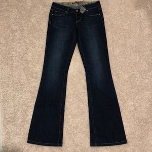 Paige flare dark denim jeans. Practically new!